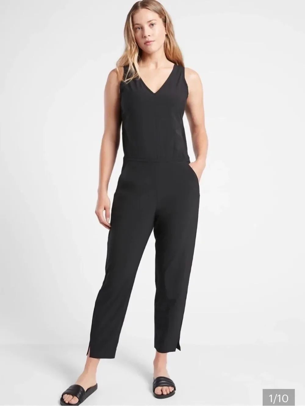 Athleta Brooklyn Jumpsuit Black Womens 12/Tall
